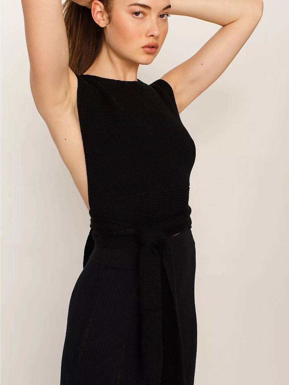 FP Beach Orchid Convertible Open-Back Sweater Tank Black